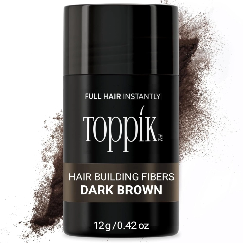 Toppik Hair Building Fibres (Dark Brown), Keratin-Based Hair Thickening Powder.